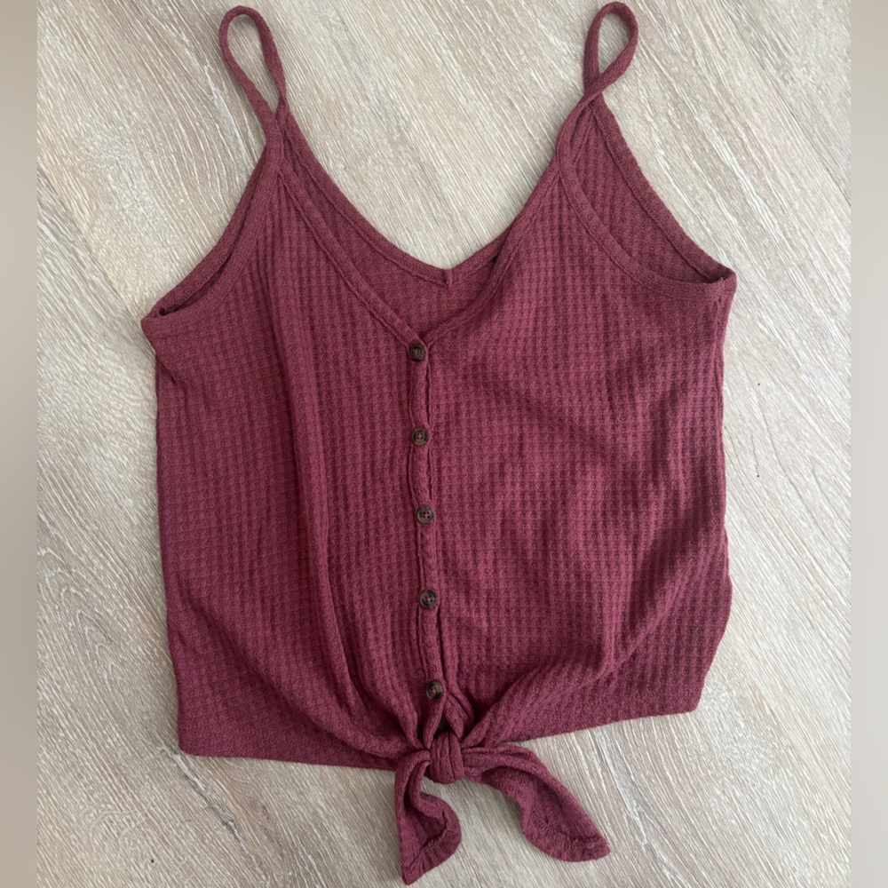 Wild Fable Burgundy Buttoned Crop Top